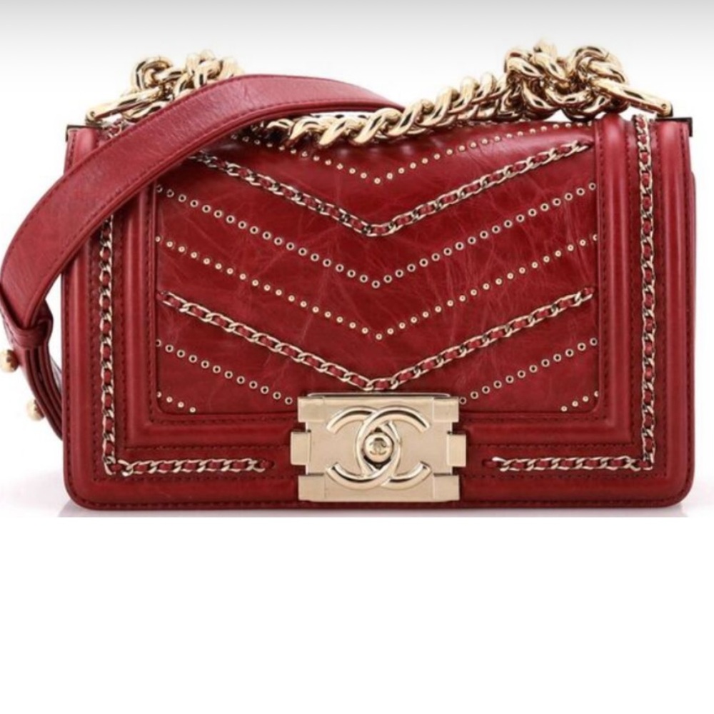 Chanel Boy Chevron Chain Sequins Bag